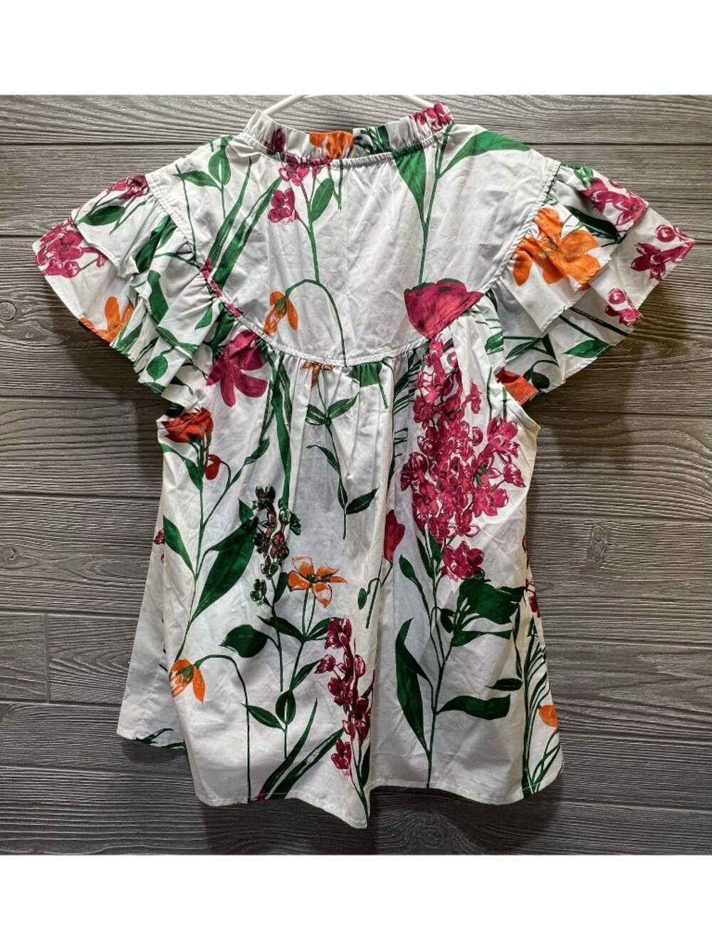 Sugarlips Floral Blouse Top NWT Size Medium Ruffle Sleeves Colorful Flowers - Picture 7 of 7